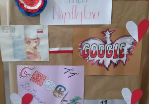 Plakaty przygotowane przez uczniów z okazji Dnia Niepodległości