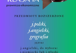 Grafika przedstawiająca profil klasy IA - profil prawniczo - ekonomiczny