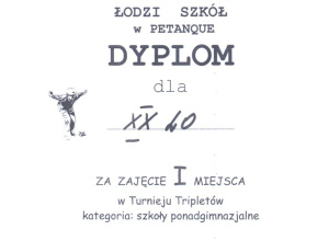 I miejsce w Turnieju Tripletów w VI Otwartych Mistrzostwach Łodzi