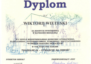 Dyplom za wyróżnienie w kategorii medialnej