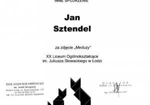 Dyplom za zajęcie trzeciego miejsca w kategorii inne spojrzenie