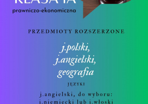 Grafika przedstawiająca profil klasy IA - profil prawniczo - ekonomiczny