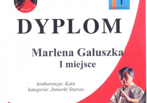 Dyplom za zajęcie pierwszego miejsca Mistrzostwach Polski Oyama