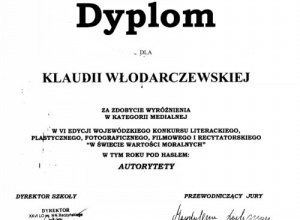 Wyróżnienie w kategorii artystycznej w VI edycji Wojewódzkiego Konkursu Literackiego i Artystycznego